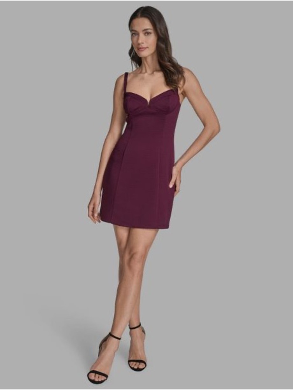 BCBG Plum Strap Sweetheart Mini Dress